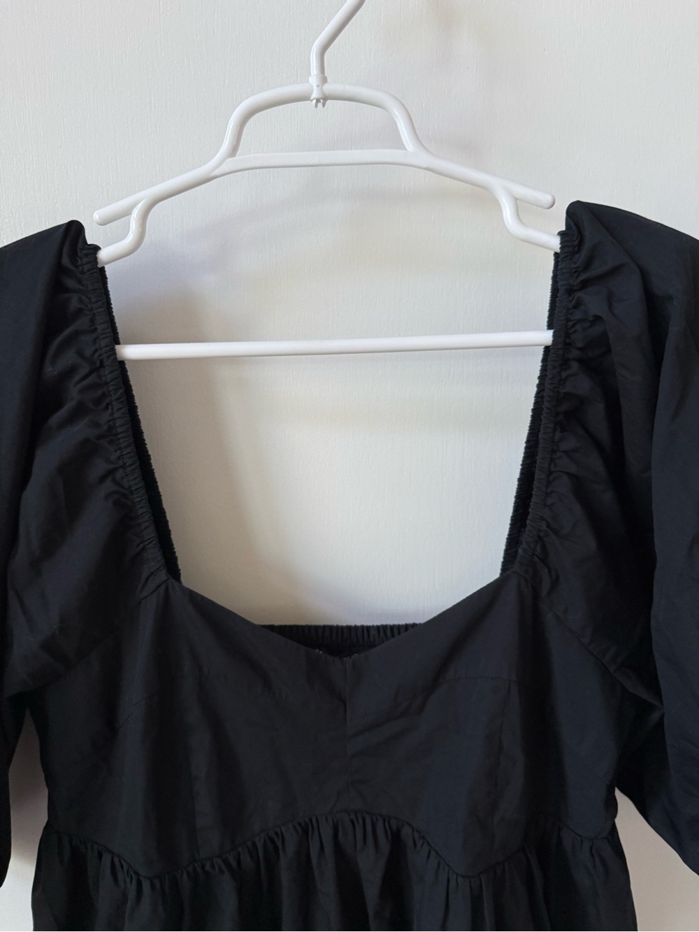 Banana Republic Poplin Puff Sleeve Empire Waist Black Babydoll Mini Dress - Picture 8 of 13